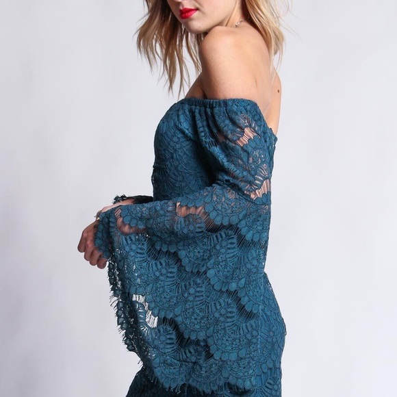 NWT MINKPINK teal tainted love lace dress - Picture 3 of 8